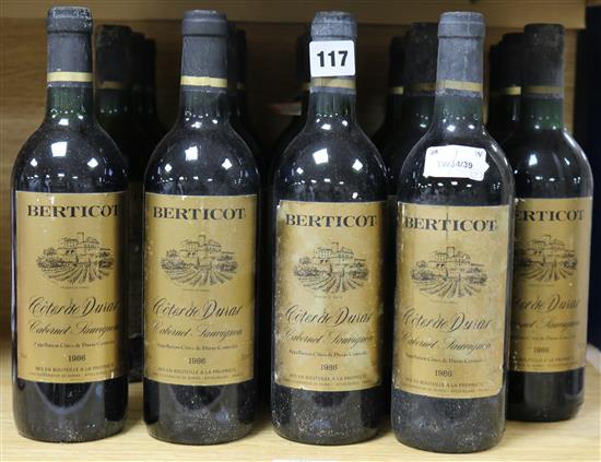 Twenty three bottles of Berticot Cotes de Duras Cabernet Sauvignon, 1986.